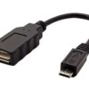 Redukce Roline USB A(F) – microUSB B(M), OTG, 0,15m, černý