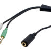 Redukce Roline audio 4pólový jack3,5(F) -></noscript> 2x jack 3,5(M), 39cm kabel