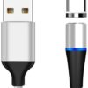 Kabel Magnetický micro USB a USB-C nabíjecí a datový, 1m, stříbrný