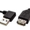 Kabel USB 2.0 A-A 15 cm prodlužovací, lomený vpravo, černý