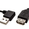 Kabel USB 2.0 A-A 30 cm prodlužovací, lomený vpravo, černý