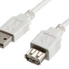 Kabel USB 2.0 A-A 3 m, prodlužovací, bílý/šedý