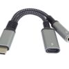 Redukce USB-C /3,5mm jack s DAC chipem + USB-C pro nabíjení 13cm